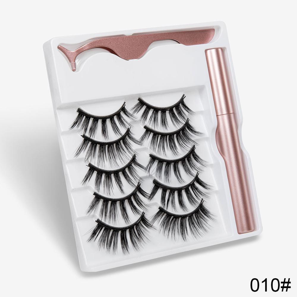 5 Pairs Magnetic Eyelashes Natural long Magnetic Eyeliner Magnetic False Eyelashes Tweezer Set Makeup Set Eyelash Extension eprolo