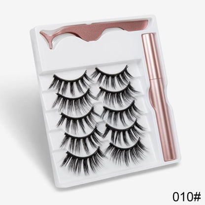 5 Pairs Magnetic Eyelashes Natural long Magnetic Eyeliner Magnetic False Eyelashes Tweezer Set Makeup Set Eyelash Extension eprolo