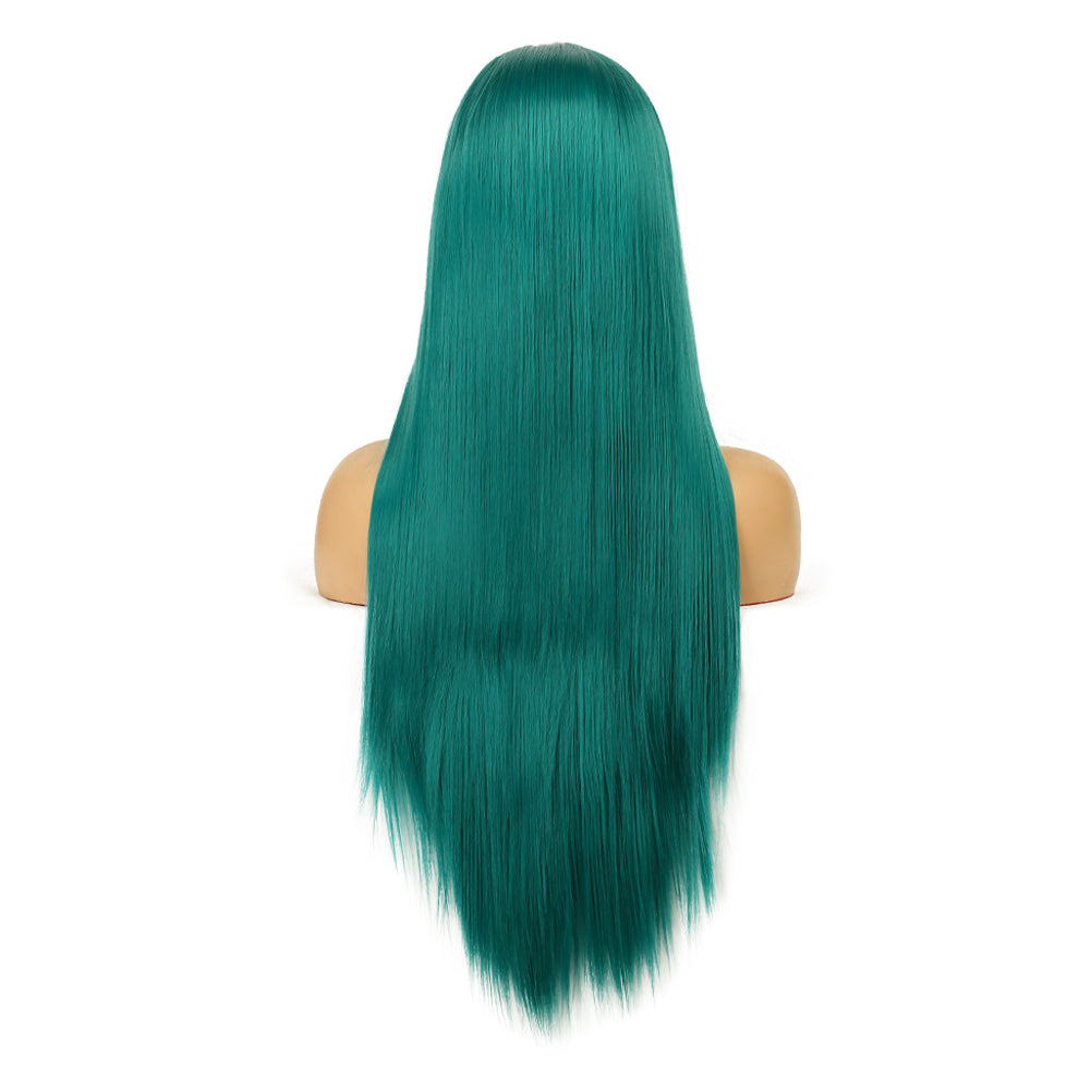 Green Wig - Natural Realistic Long Straight Hair