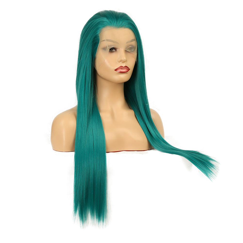 Green Wig - Natural Realistic Long Straight Hair