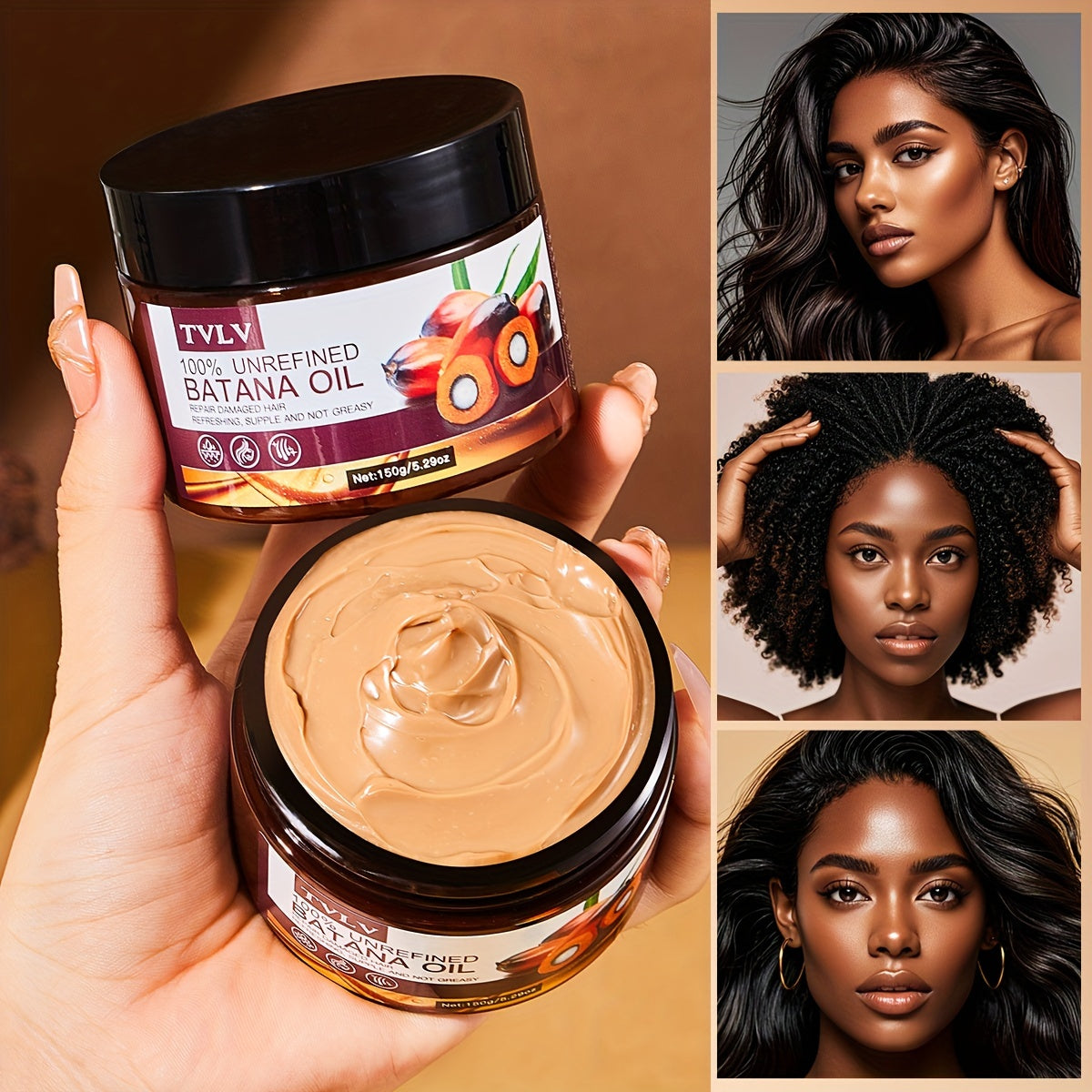 2pcs Batana Huile Capillaire Après-Shampoing, Hydratant Cuir Chevelu - Masque Cheveux, Adoucit, Fait Briller et Nourrit Tous Types de Cheveux pour des Cheveux Lisses et Soyeux - Formule Douce et Non Graisse Convient à un Usage Quotidien Afrotix