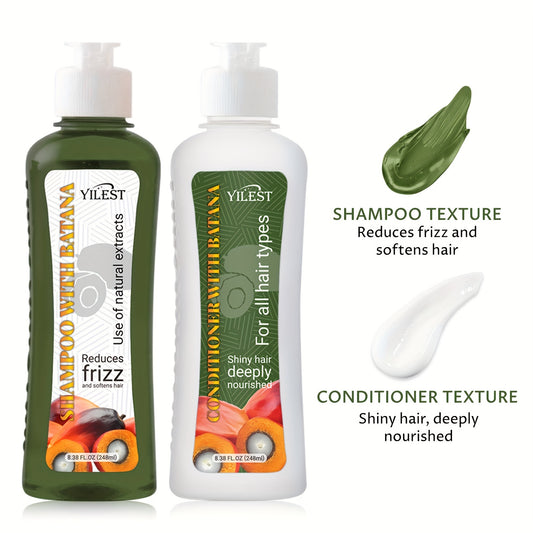 2 Flacons au Total 496Ml de Balm de Cheveux Batana et Huile d'Olive - Après-Shampooing Naturel et Sérums de Réparation Nourrit et Hydrate les Cheveux, Ajoute du Volume et Hydrate, un Champooing pour Cheveux Noirs Préféré Afrotix