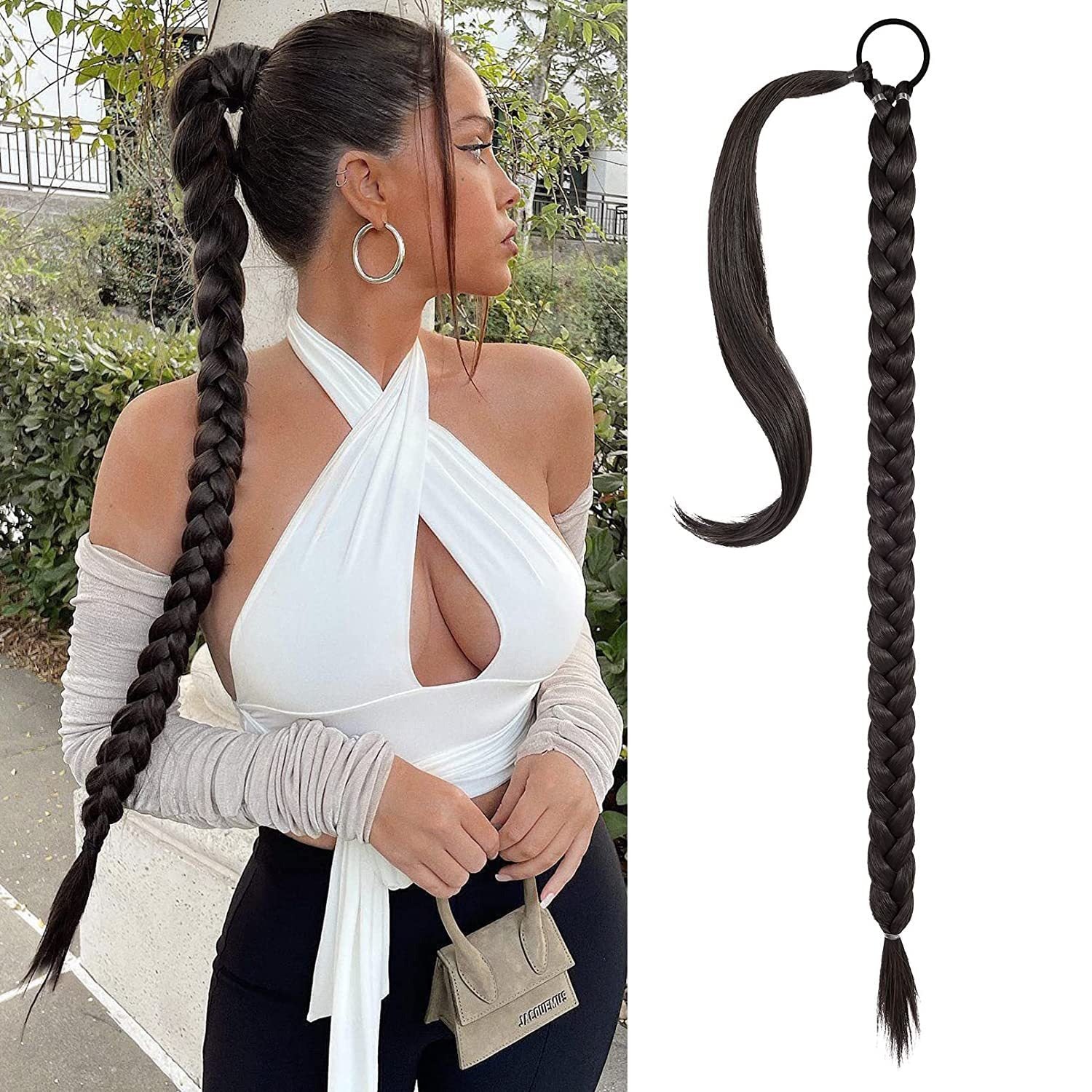 Fake Braid New Fashion Chemical Fiber Wig Female Long Braid Hair Extensions Hair Band Type Hair Extensions Braid Wig Ponytail eprolo