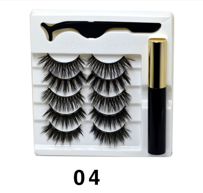 5pairs Magnet Eyelash Magnetic Liquid Eyeliner& Magnetic False Eyelashes & Tweezer Set Waterproof Long Lasting Eyelash Extension eprolo