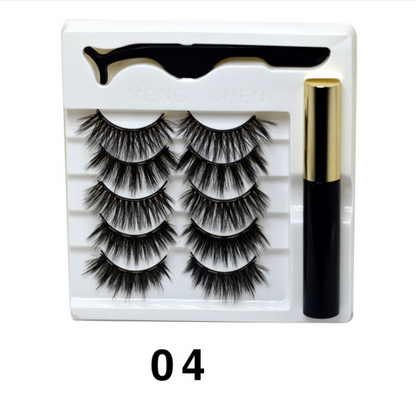 5pairs Magnet Eyelash Magnetic Liquid Eyeliner& Magnetic False Eyelashes & Tweezer Set Waterproof Long Lasting Eyelash Extension eprolo