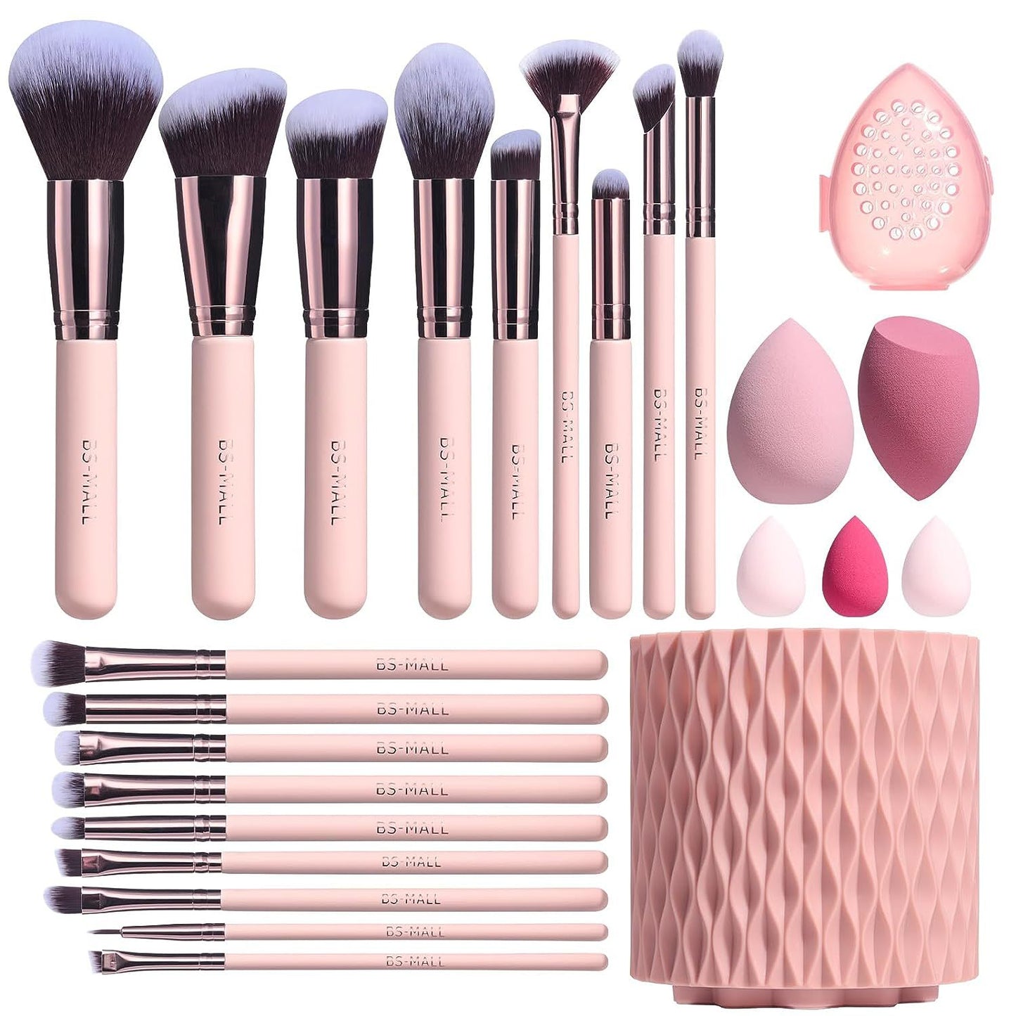 Juego de 18 brochas de maquillaje: con cubo giratorio y esponja para polvos