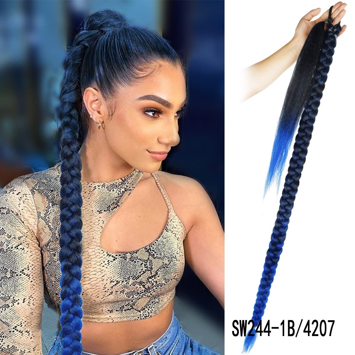 Fake Braid New Fashion Chemical Fiber Wig Female Long Braid Hair Extensions Hair Band Type Hair Extensions Braid Wig Ponytail eprolo