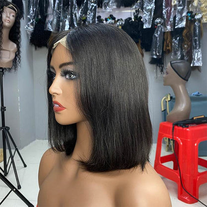 Perruque Front Lace en Fibre Chimique - Cheveux Naturels - BOB Moyen pour Femmes Noires - Afrotix