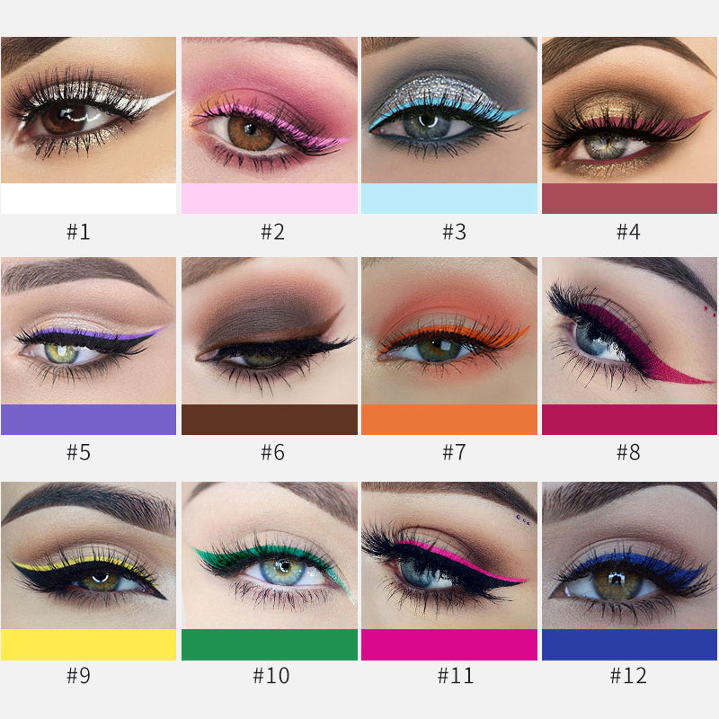 Makeup Color Eyeliner Matte Quick-Drying Liquid Eyeliner No Smudging MSDS Certified 12Pcs eprolo