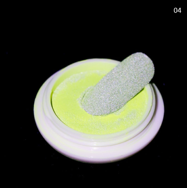 1Box Reflective Nail Glitter Powder Shiny Dust Glow In The Dark For Bar Disco Sparkling Pigment Fluorescent Nail Art Decorations eprolo