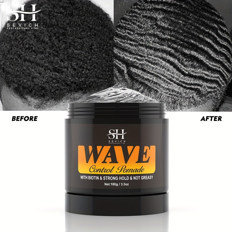 Kit de Pomade Wave pour Hommes Sevich - Ensemble de 3 pièces avec Durag Soyeux & Peigne, Crème Coiffante à Base d'Eau pour Vagues Profondes & Wolfing, Tenue Forte, Facile à Laver - Idéal pour Barbiers & Passionnés Afrotix