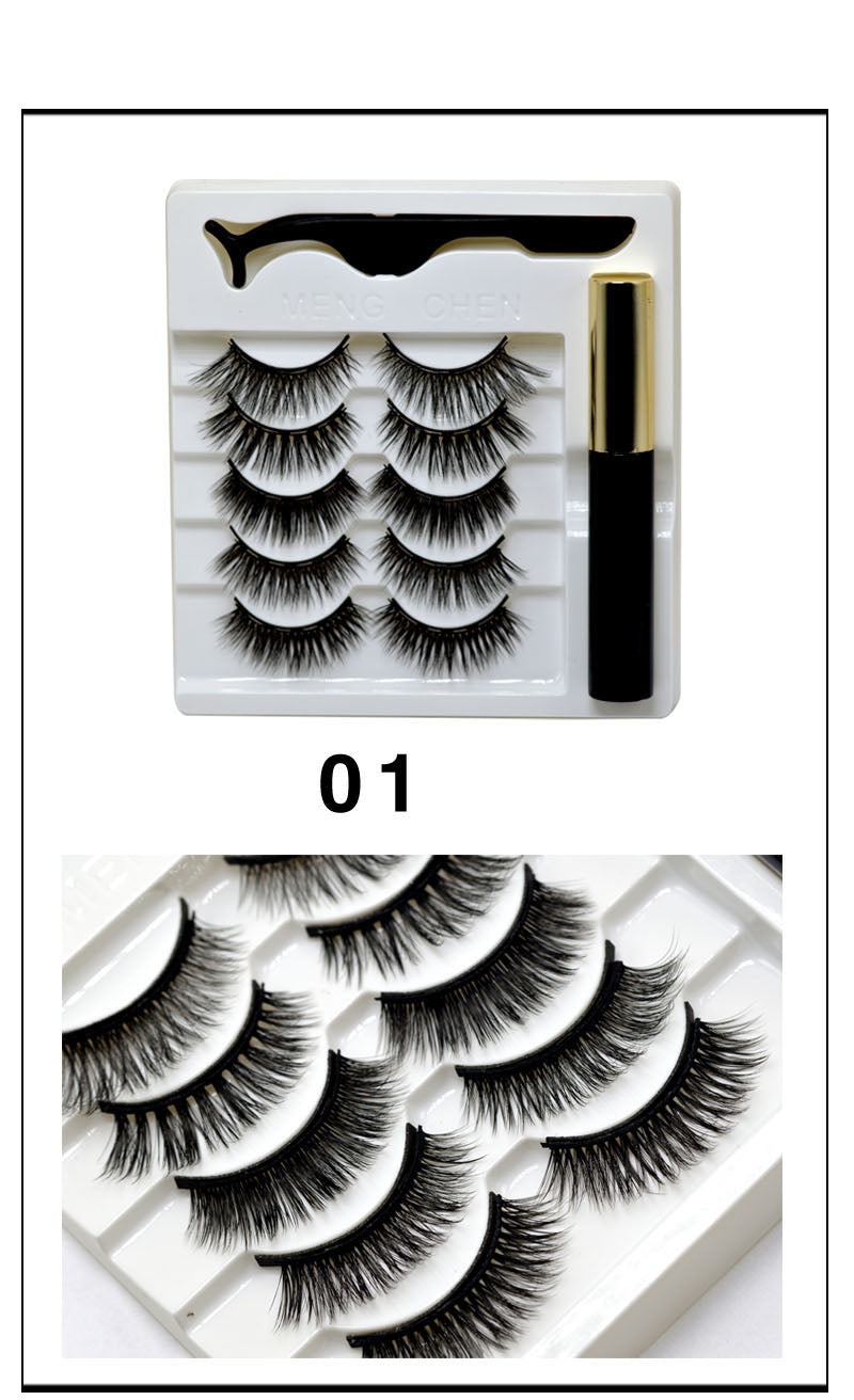 5pairs Magnet Eyelash Magnetic Liquid Eyeliner& Magnetic False Eyelashes & Tweezer Set Waterproof Long Lasting Eyelash Extension eprolo