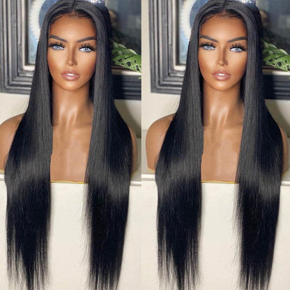 Perruque Transition Naturelle Noire - Cheveux Longs et Lisses - Afrotix