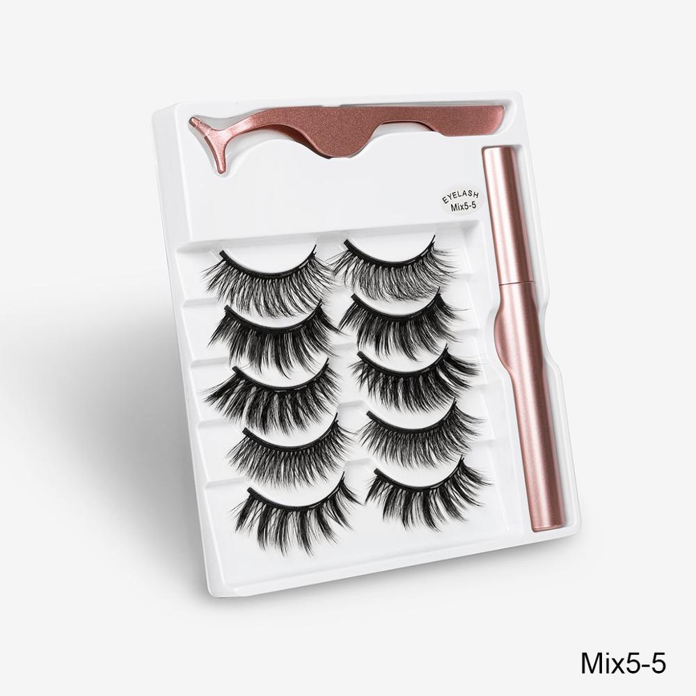5 Pairs Magnetic Eyelashes Natural long Magnetic Eyeliner Magnetic False Eyelashes Tweezer Set Makeup Set Eyelash Extension eprolo