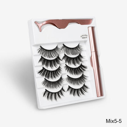 5 Pairs Magnetic Eyelashes Natural long Magnetic Eyeliner Magnetic False Eyelashes Tweezer Set Makeup Set Eyelash Extension eprolo