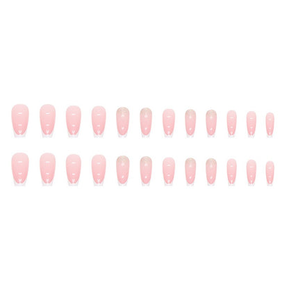 Uñas de manicura francesa con purpurina sencilla, suave y tierna
