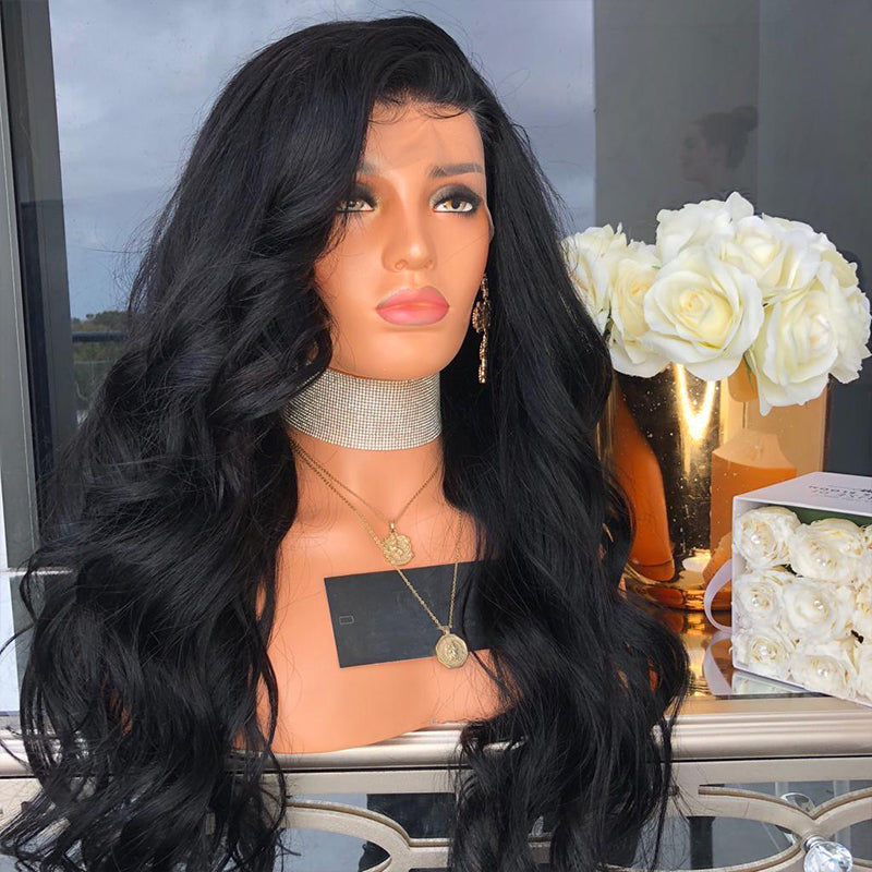 Hair Body Wave Lace Front Wigs for Women Black Color Synthetic Hair Glueless Lace Wigs with Natural Hairline eprolo
