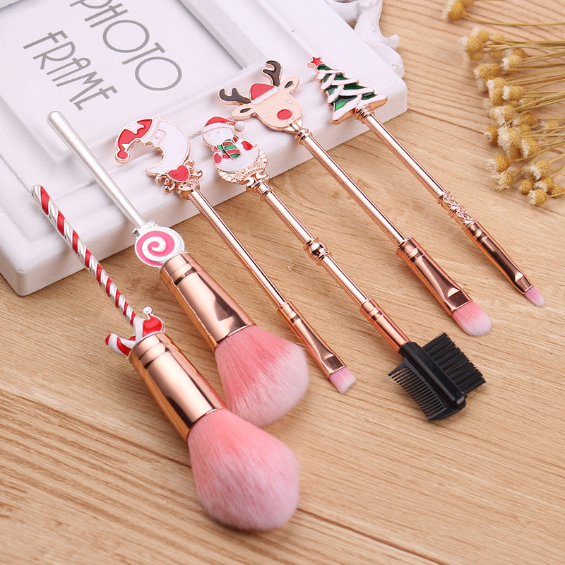 Christmas Makeup Brushes Set Soft Synthetic Hair Cosmetic Eyeliner Foundation Powder Blending Eye Shadow Makeup Tools eprolo