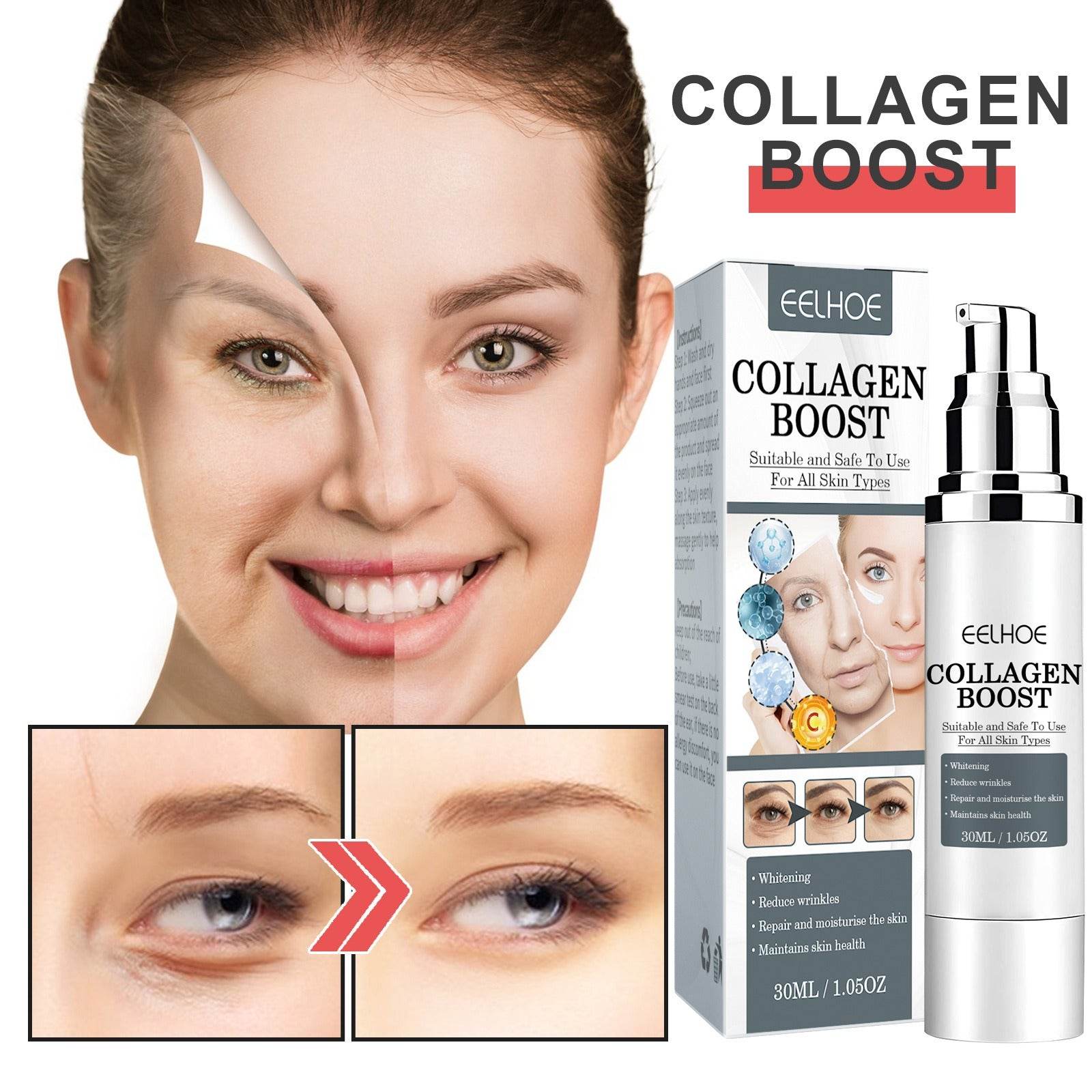 EELHOE Collagen Anti Wrinkle Cream Collagen Is Reconstituted Against Aging To Weaken Fine Lines Moisturize And Tighten Skin - Afrotix