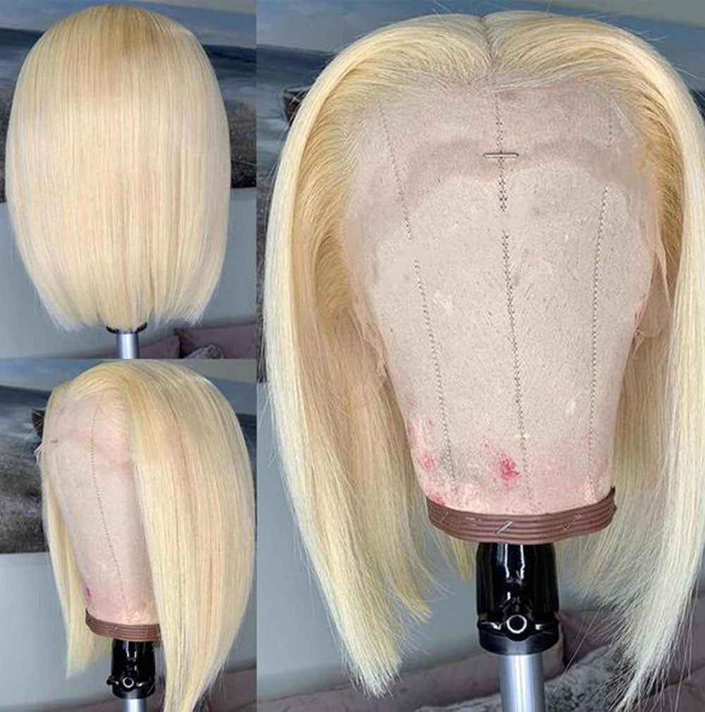 Hand Groove 13*2.5 Chemical Fiber Front Lace Wig Headgear 613# Wave Hair Natural Straight Hairline Wig eprolo