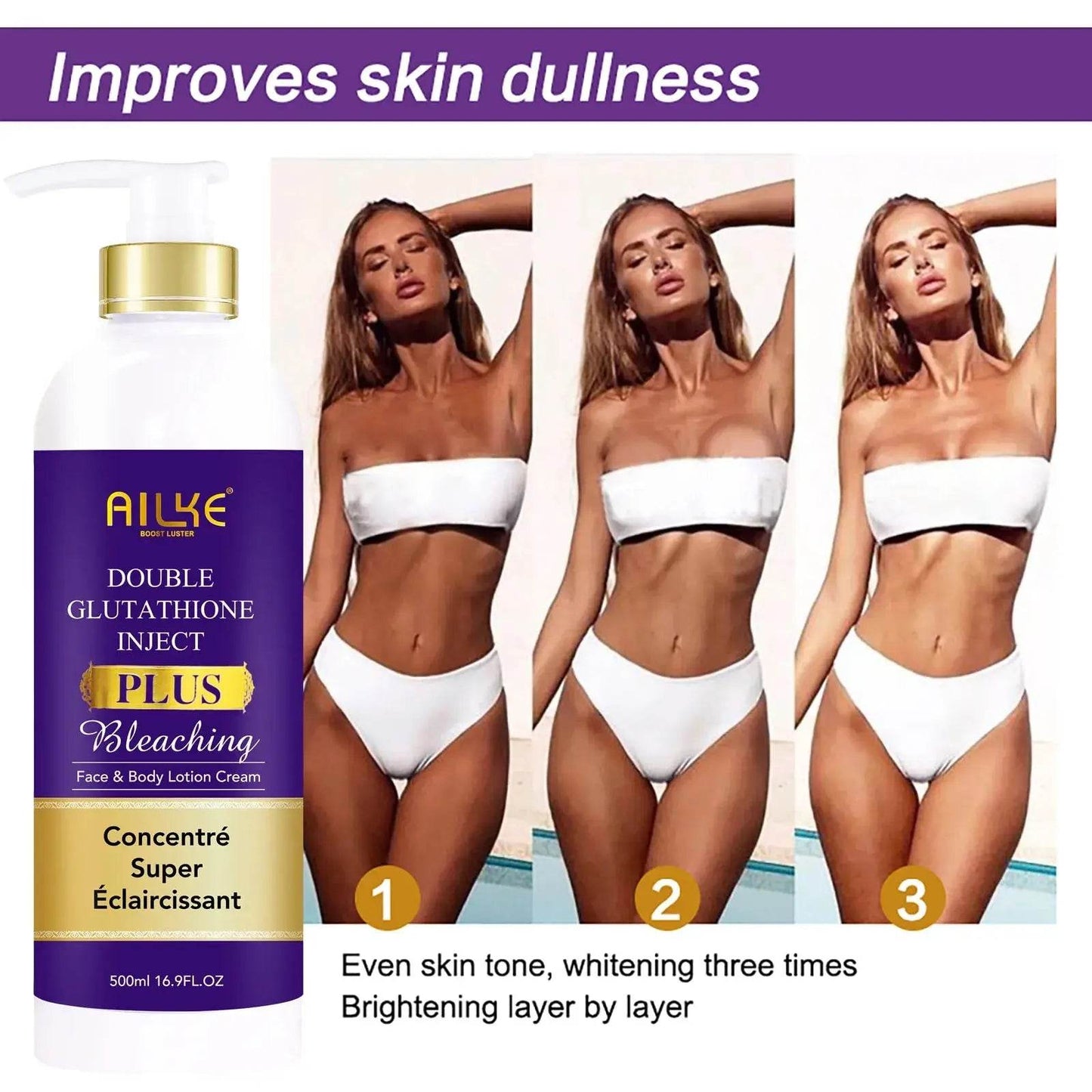 AILKE Glutathione Bleaching Cream, Advanced Lightning Lotion, - Afrotix