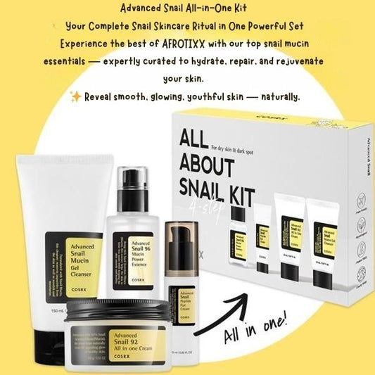 Coffret "Essentiel mucine d'escargot" en 4 étapes. Afrotix