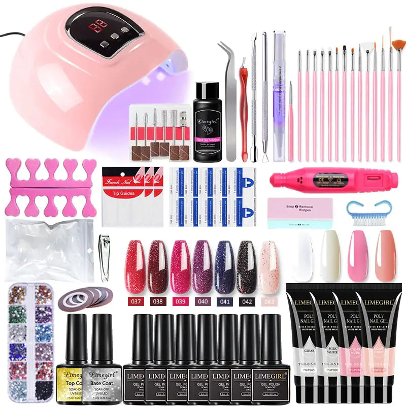 Poly nail Gel Kit With 54W UV Lamp - Afrotix