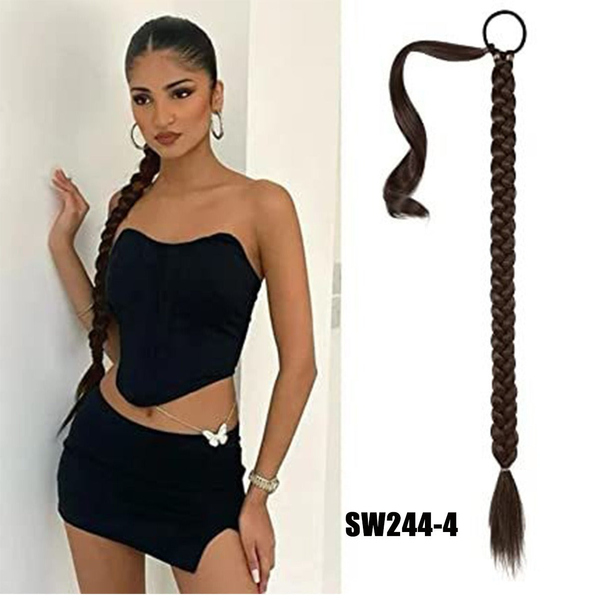 Fake Braid New Fashion Chemical Fiber Wig Female Long Braid Hair Extensions Hair Band Type Hair Extensions Braid Wig Ponytail eprolo