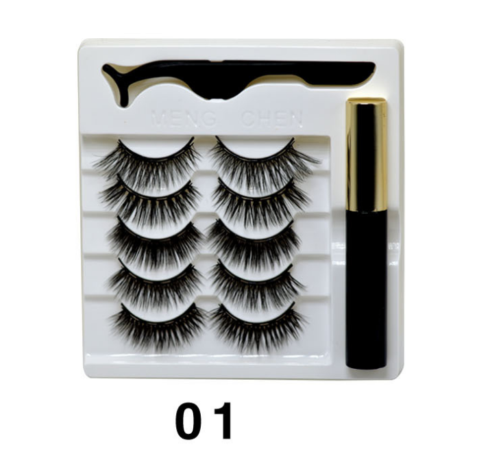 5pairs Magnet Eyelash Magnetic Liquid Eyeliner& Magnetic False Eyelashes & Tweezer Set Waterproof Long Lasting Eyelash Extension eprolo
