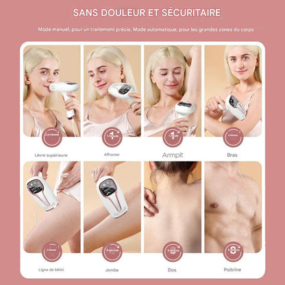 Appareil d'Épilation Laser à Main pour Femmes - Dispositif d'Épilation à Domicile IPL, Photorajeunissement, Épilation Sans Douleur,