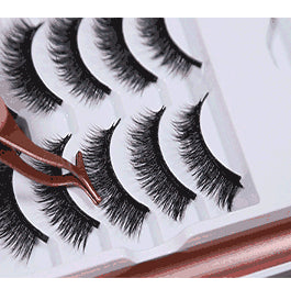 5 Pairs Magnetic Eyelashes Natural long Magnetic Eyeliner Magnetic False Eyelashes Tweezer Set Makeup Set Eyelash Extension eprolo
