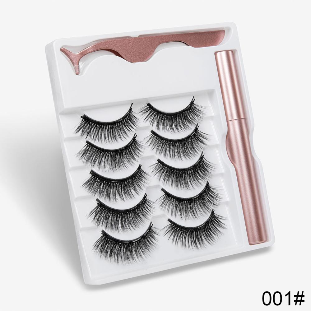 5 Pairs Magnetic Eyelashes Natural long Magnetic Eyeliner Magnetic False Eyelashes Tweezer Set Makeup Set Eyelash Extension eprolo