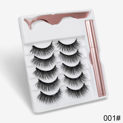 5 Pairs Magnetic Eyelashes Natural long Magnetic Eyeliner Magnetic False Eyelashes Tweezer Set Makeup Set Eyelash Extension eprolo