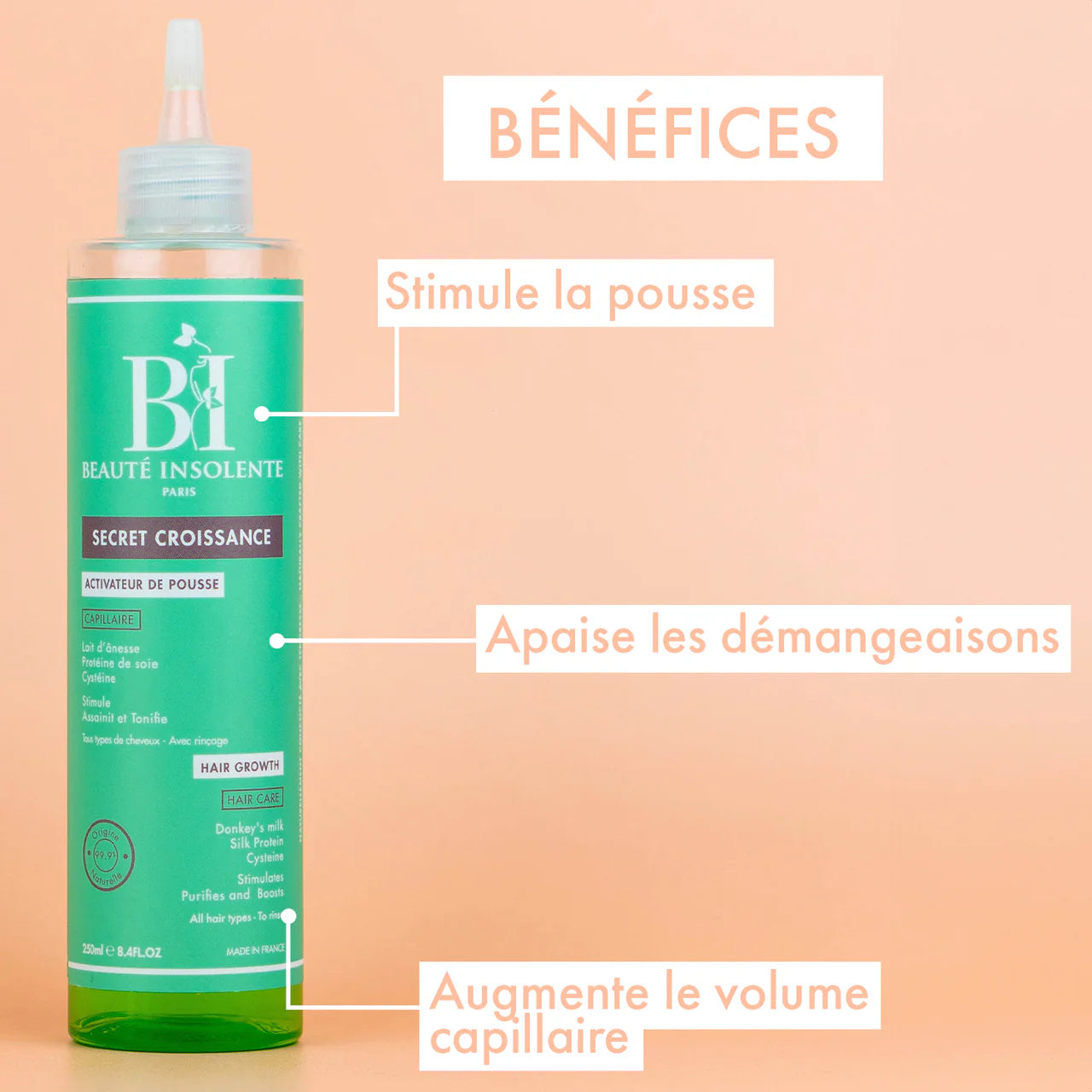 ACTIVATEUR DE POUSSE 250ML I 99,9% d'origine naturelle Beauté Insolente