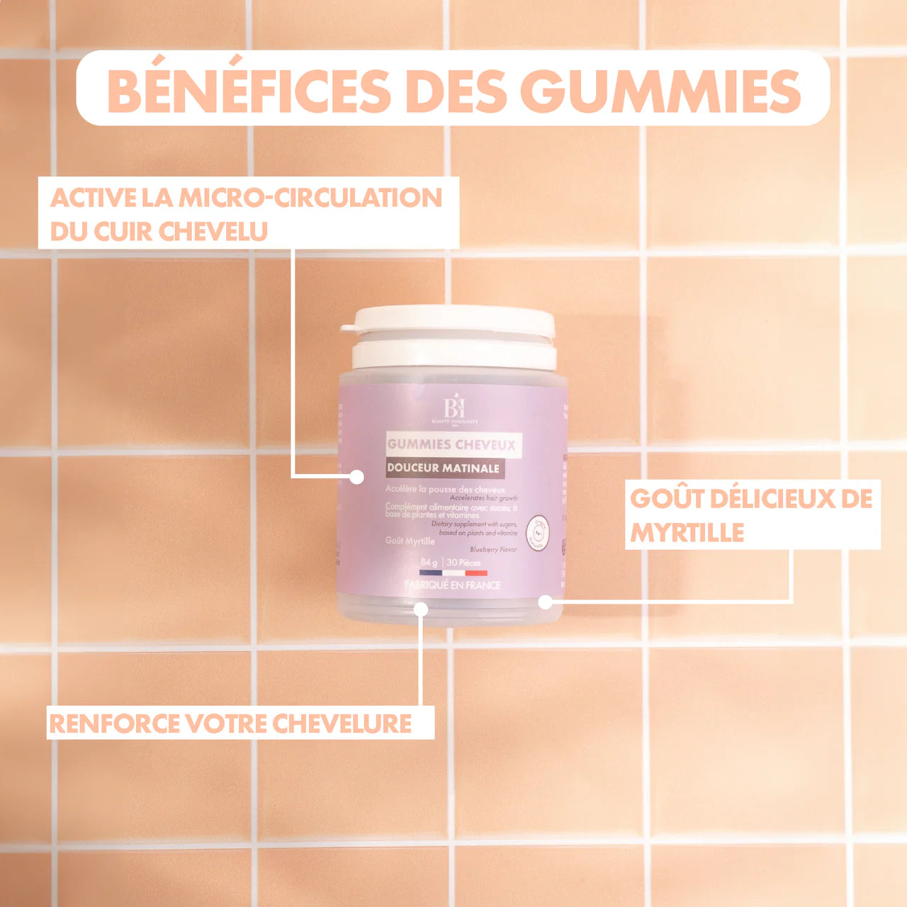 Gummies croissance capillaire Douceur Matinale 84g (cure 1 mois) - Afrotix #