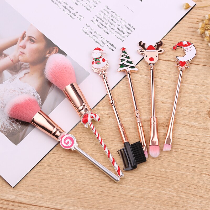 Christmas Makeup Brushes Set Soft Synthetic Hair Cosmetic Eyeliner Foundation Powder Blending Eye Shadow Makeup Tools eprolo