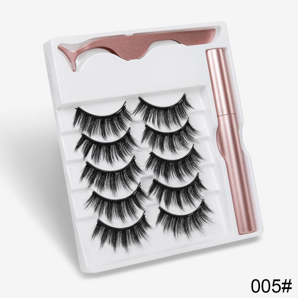 5 Pairs Magnetic Eyelashes Natural long Magnetic Eyeliner Magnetic False Eyelashes Tweezer Set Makeup Set Eyelash Extension eprolo