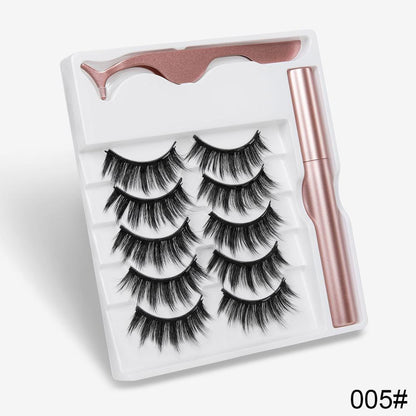 5 Pairs Magnetic Eyelashes Natural long Magnetic Eyeliner Magnetic False Eyelashes Tweezer Set Makeup Set Eyelash Extension eprolo