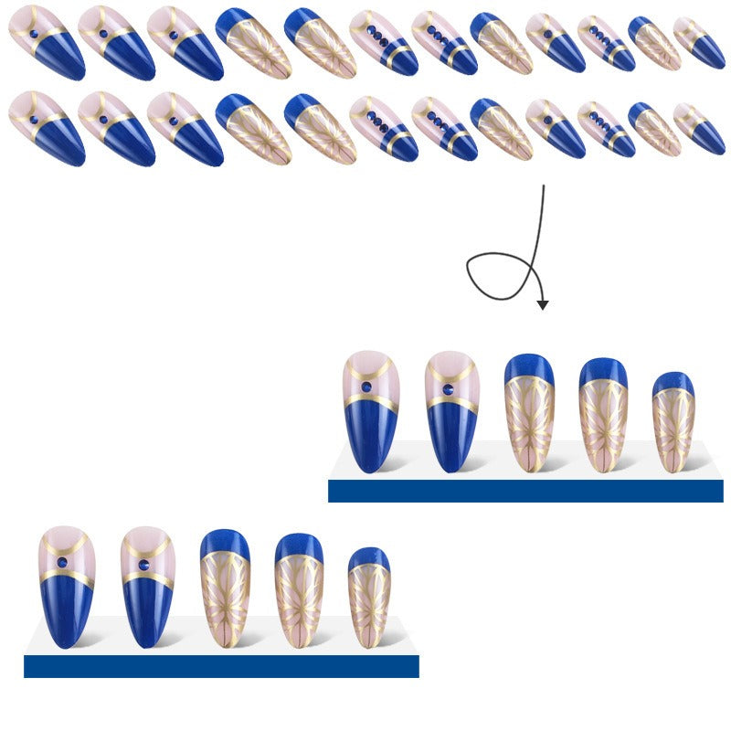 Patchs de Vernis Ongles Longs en Or et Diamant, Patchs Ongles Portables