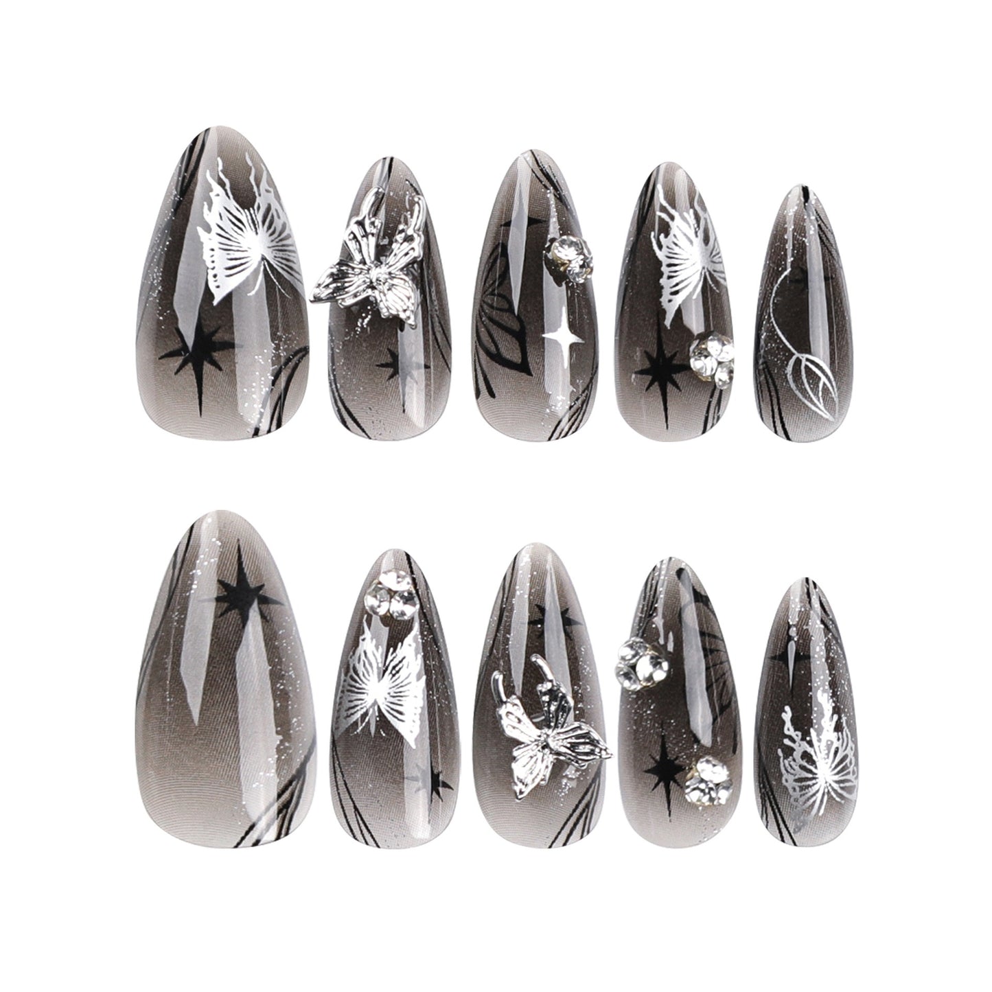 Arco usa manicura uñas largas almendradas uñas postizas.