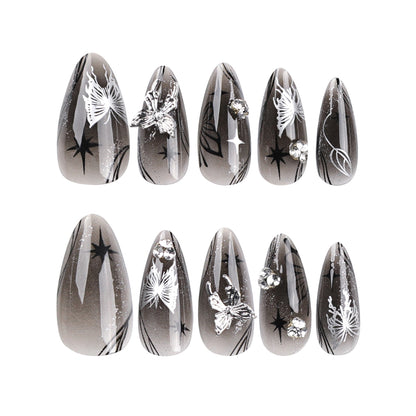 Arco usa manicura uñas largas almendradas uñas postizas.
