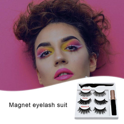 Magnetic False Eyelashes Eyeliner Magnet Eyelash Set 3 Pairs Of Magnetic Eyelashes + Eyeliner + Tweezers eprolo