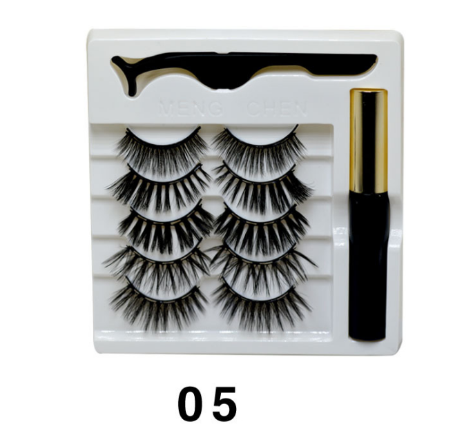 5pairs Magnet Eyelash Magnetic Liquid Eyeliner& Magnetic False Eyelashes & Tweezer Set Waterproof Long Lasting Eyelash Extension eprolo