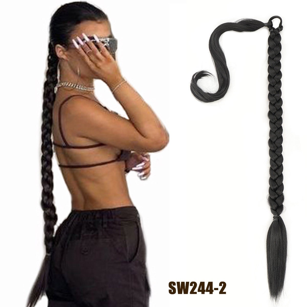 Fake Braid New Fashion Chemical Fiber Wig Female Long Braid Hair Extensions Hair Band Type Hair Extensions Braid Wig Ponytail eprolo
