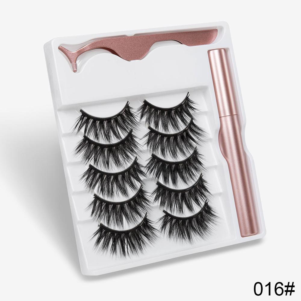 5 Pairs Magnetic Eyelashes Natural long Magnetic Eyeliner Magnetic False Eyelashes Tweezer Set Makeup Set Eyelash Extension eprolo