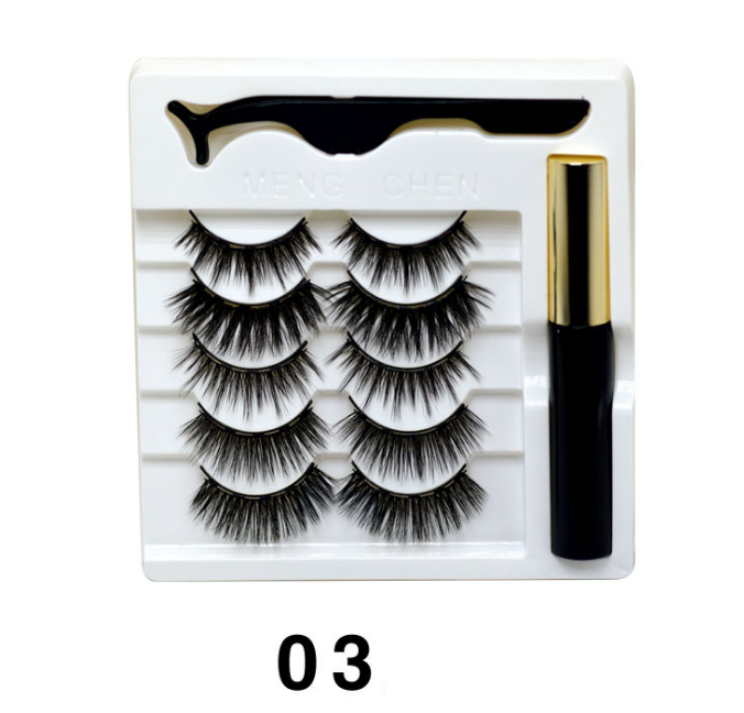 5pairs Magnet Eyelash Magnetic Liquid Eyeliner& Magnetic False Eyelashes & Tweezer Set Waterproof Long Lasting Eyelash Extension eprolo