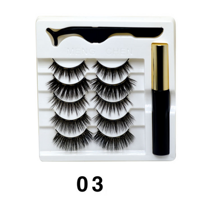 5pairs Magnet Eyelash Magnetic Liquid Eyeliner& Magnetic False Eyelashes & Tweezer Set Waterproof Long Lasting Eyelash Extension eprolo