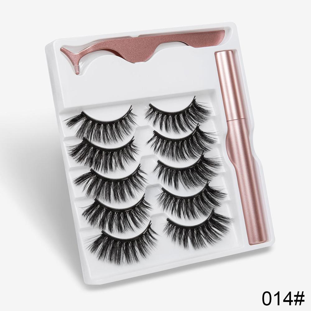 5 Pairs Magnetic Eyelashes Natural long Magnetic Eyeliner Magnetic False Eyelashes Tweezer Set Makeup Set Eyelash Extension eprolo