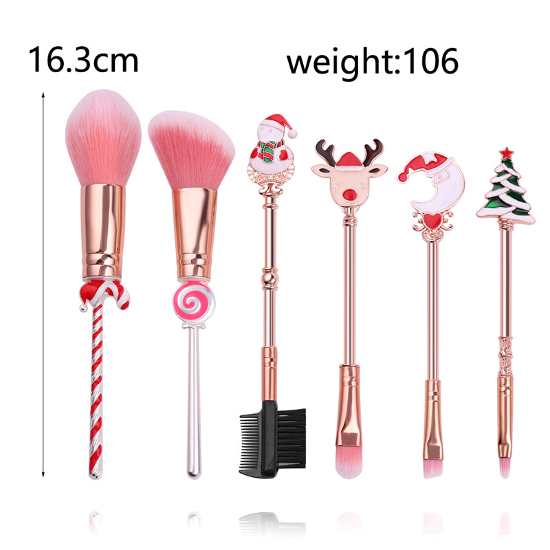 Christmas Makeup Brushes Set Soft Synthetic Hair Cosmetic Eyeliner Foundation Powder Blending Eye Shadow Makeup Tools eprolo