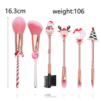 Christmas Makeup Brushes Set Soft Synthetic Hair Cosmetic Eyeliner Foundation Powder Blending Eye Shadow Makeup Tools eprolo